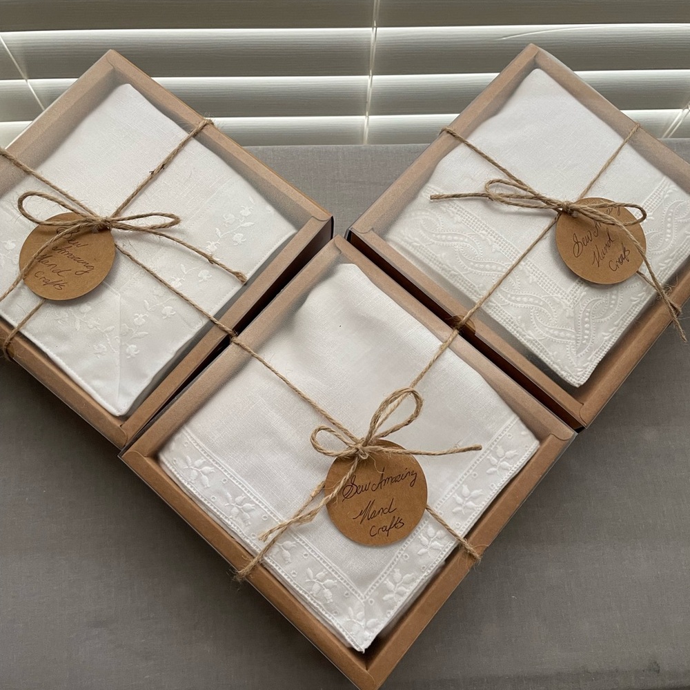 Elegant White Linen baby blanket with antique lace